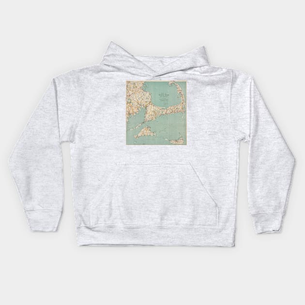 Vintage Map of Cape Cod (1917) Kids Hoodie by Bravuramedia